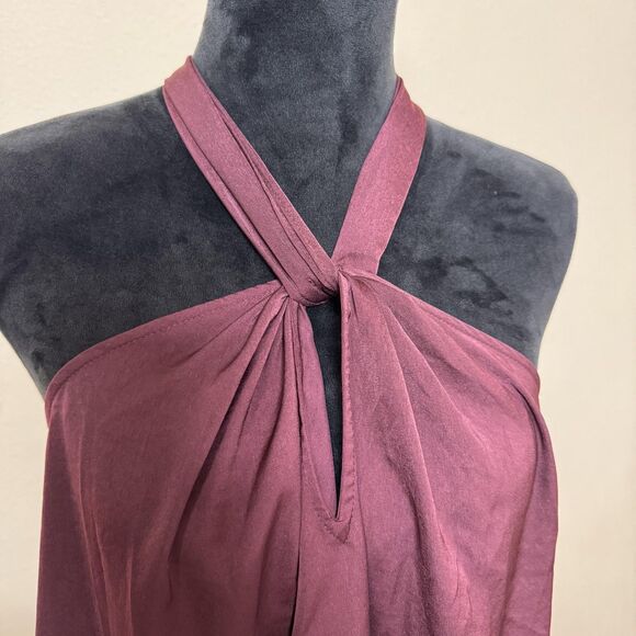 Banana Republic Top Womens Medium Pinot Noir Burgundy Halter Tie Neck Bow Back - Picture 3 of 14